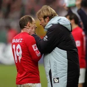 Jürgen Klopp und Christoph Babatz stiegen mit Mainz in die Bundesliga auf.