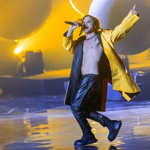 The Rasmus aus Finnland mit dem Titel „Jezebel“ bei der ersten Generalprobe für das Finale des ESC.