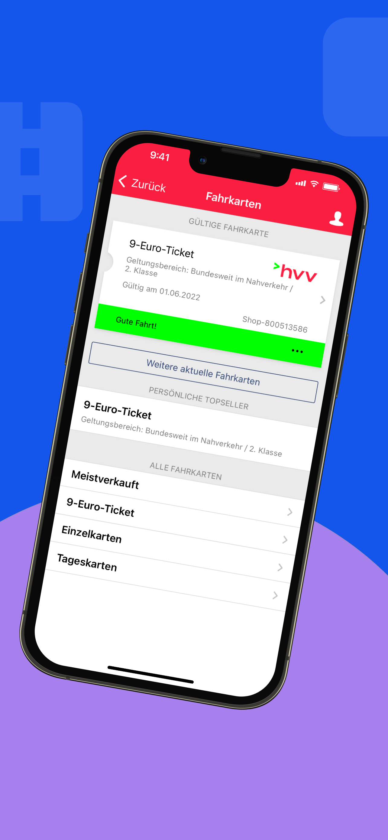Das 9-Euro-Ticket wird in der HVV-App ab dem 20. Mai erhältlich sein.
