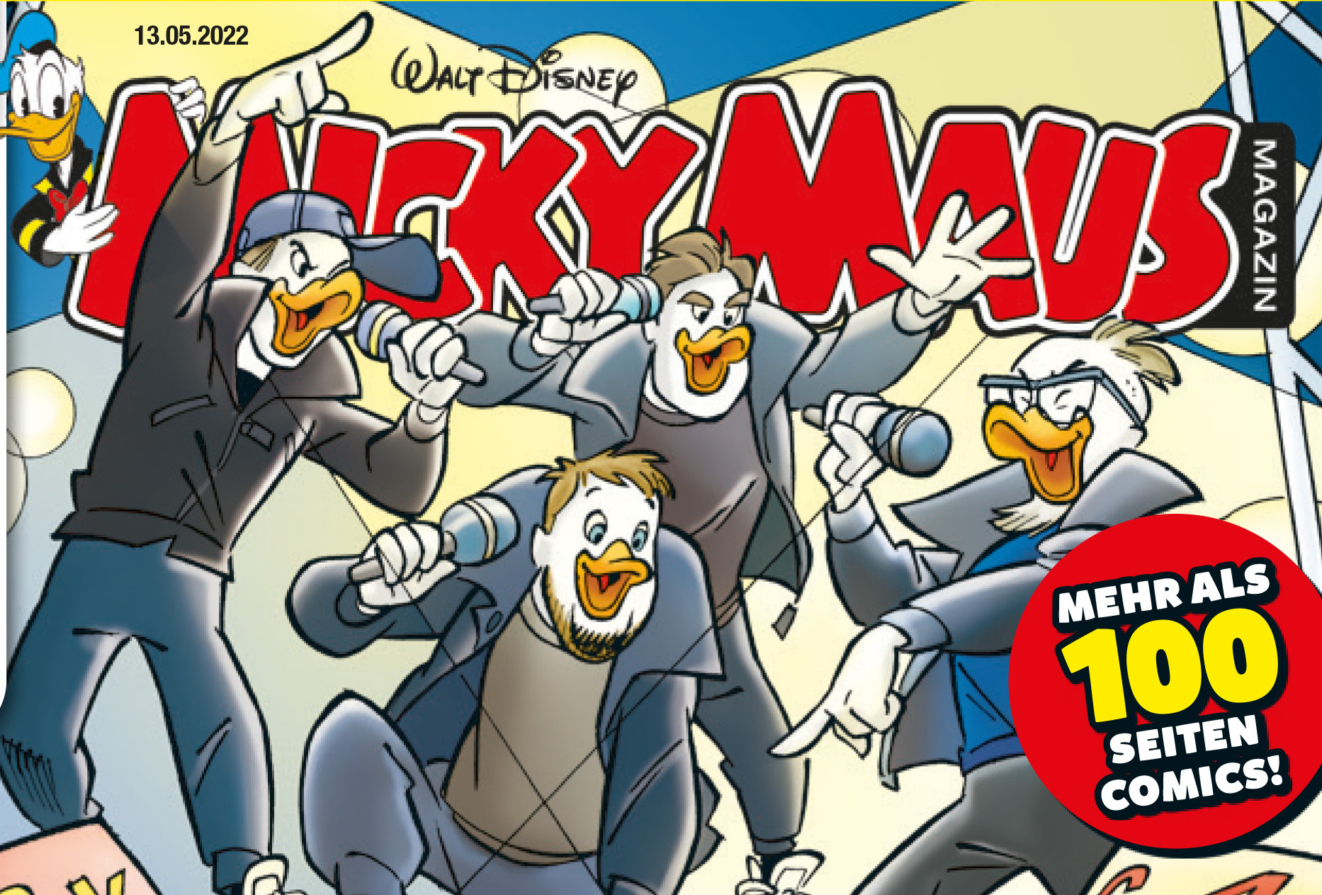 Cover des Micky-Maus-Magazins, man sieht vier HipHop-Enten beim Konzert