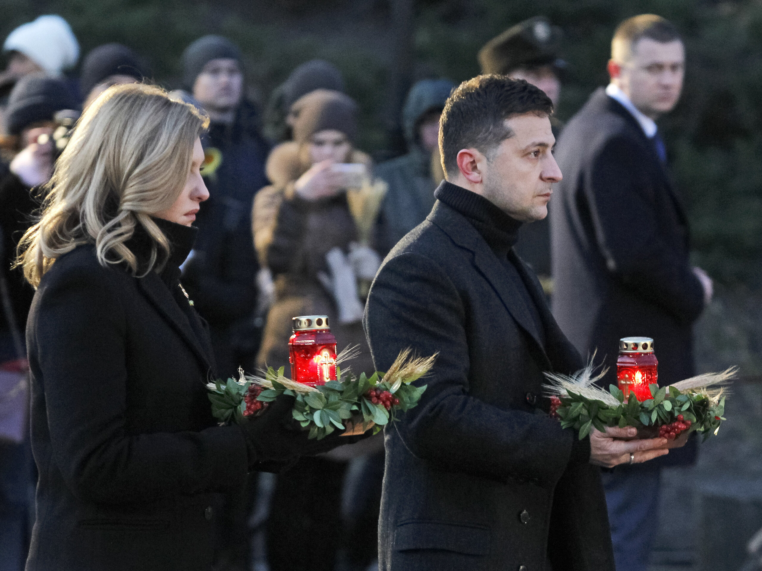 Wolodymyr Selenskyj und seine Frau Olena beim Holodomor-Gedenken 2019.