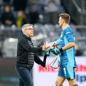 Union-Trainer Urs Fischer (l.) und Torhüter Andreas Luthe