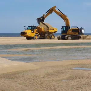 Die Aufschüttungsarbeiten auf Baltrum sind in vollem Gang.