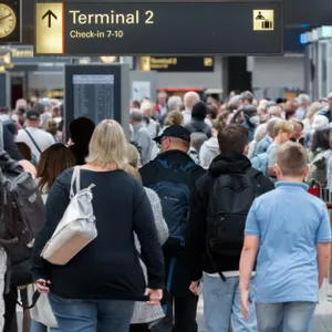 Warteschlangen am Hamburger Flughafen