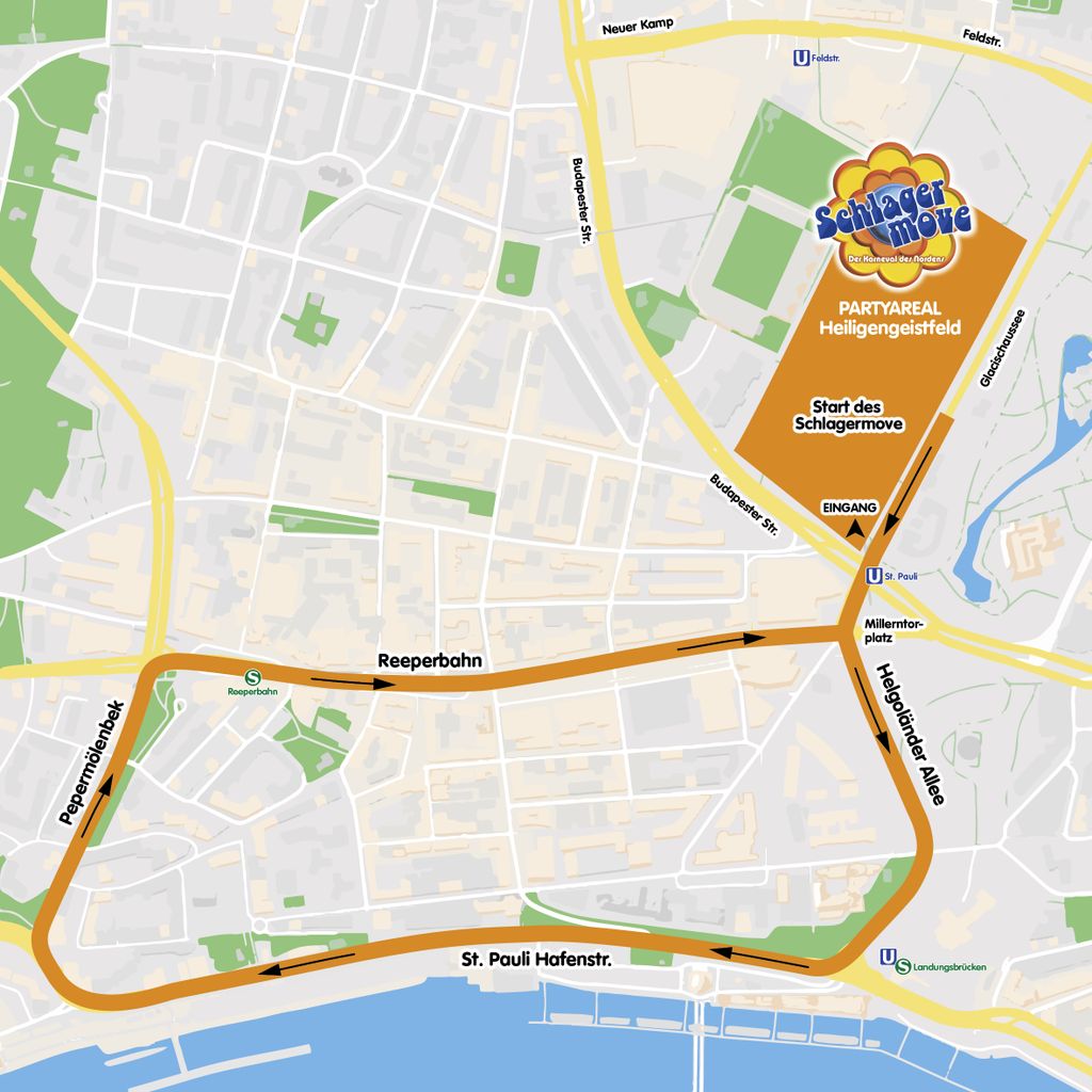 Karte der Schlagermove-Route