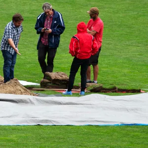 Der Rasen im Ernst-Happel-Stadion wurde behandelt