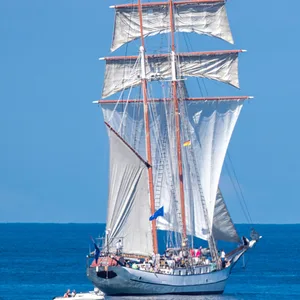 Ein altes Segelschiff auf dem Meer.