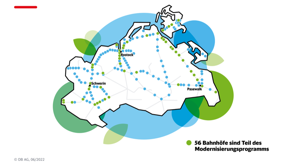 Grafik: Karte mit Bahnhöfen Mecklenburg-Vorpommern
