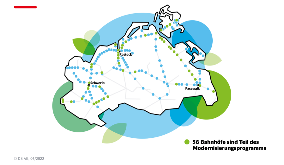 Grafik: Karte mit Bahnhöfen Mecklenburg-Vorpommern
