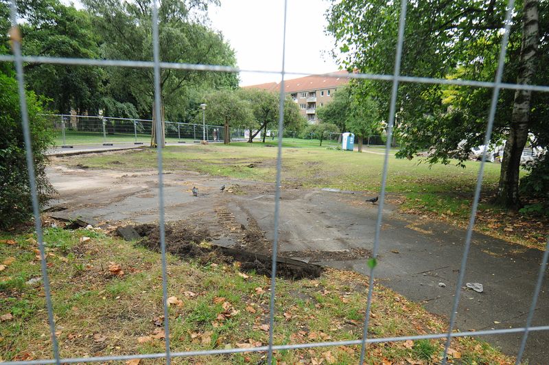 Hier stand mal der Pelikanbrunnen im Altonaer Kapitän-Schröder-Park.