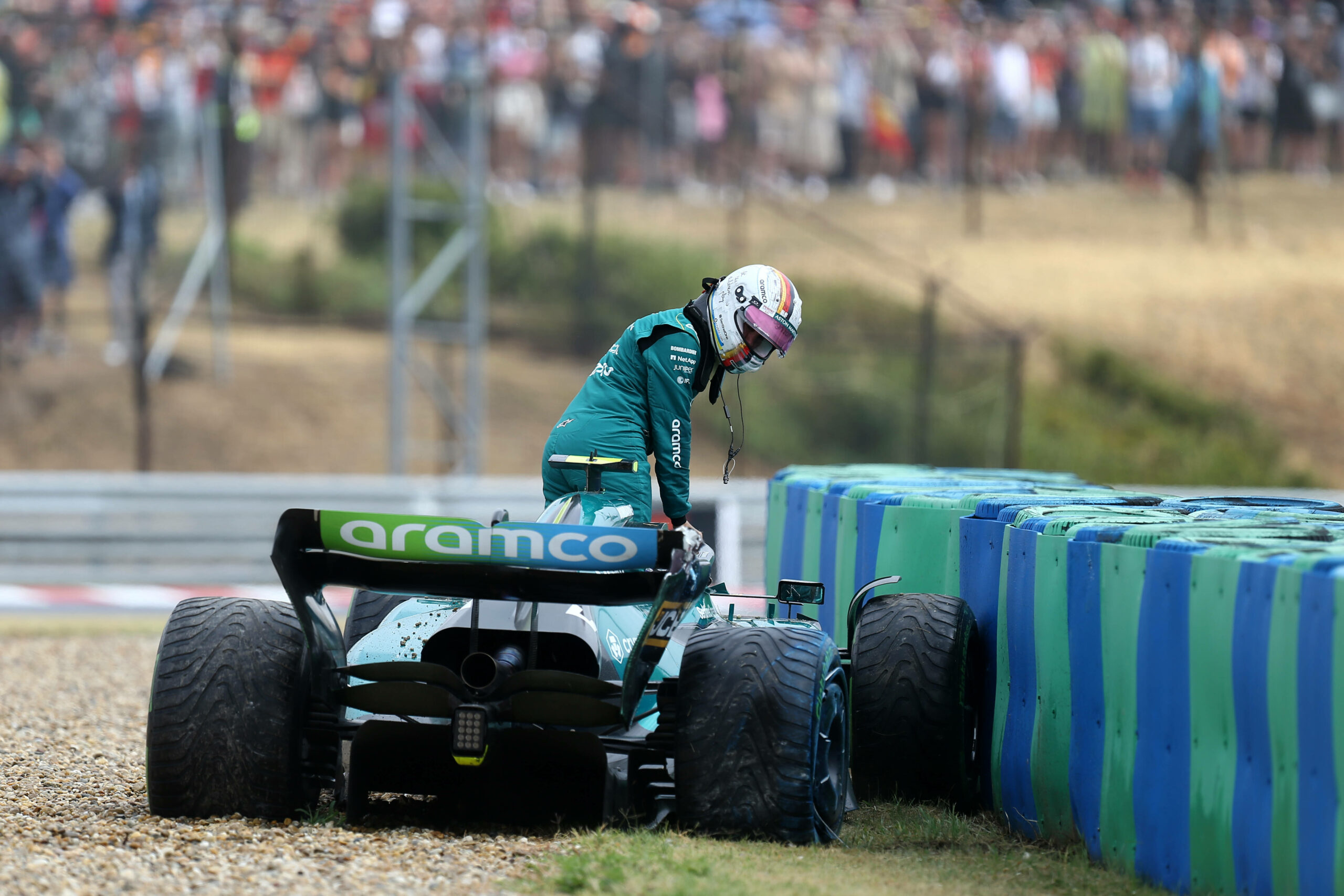 Nach einem frühen Unfall musste Sebastian Vettel die Qualifikation in Ungarn beenden.