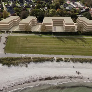 So könnte es künftig in Kalifornien an der Ostsee aussehen: Ein wuchtiger Hotelkomplex ist geplant.