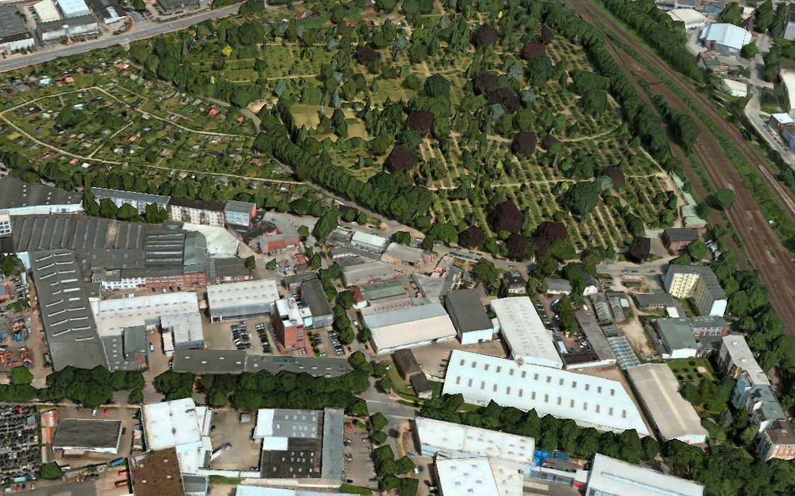 3D-Ansicht der Umgebung des Tatorts