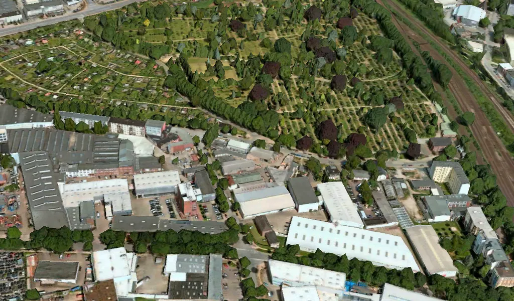 3D-Ansicht der Umgebung des Tatorts