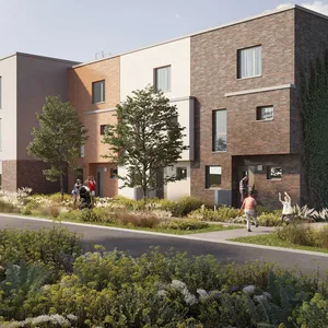 Gerade wurde Richtfest gefeiert – für 48 Wohnungen und zehn Townhouses in der Jenfelder Au.