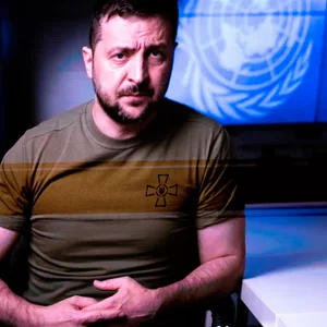 Wolodymyr Selenskyj, Präsident der Ukraine, spricht auf der 77. Sitzung der Generalversammlung der Vereinten Nationen