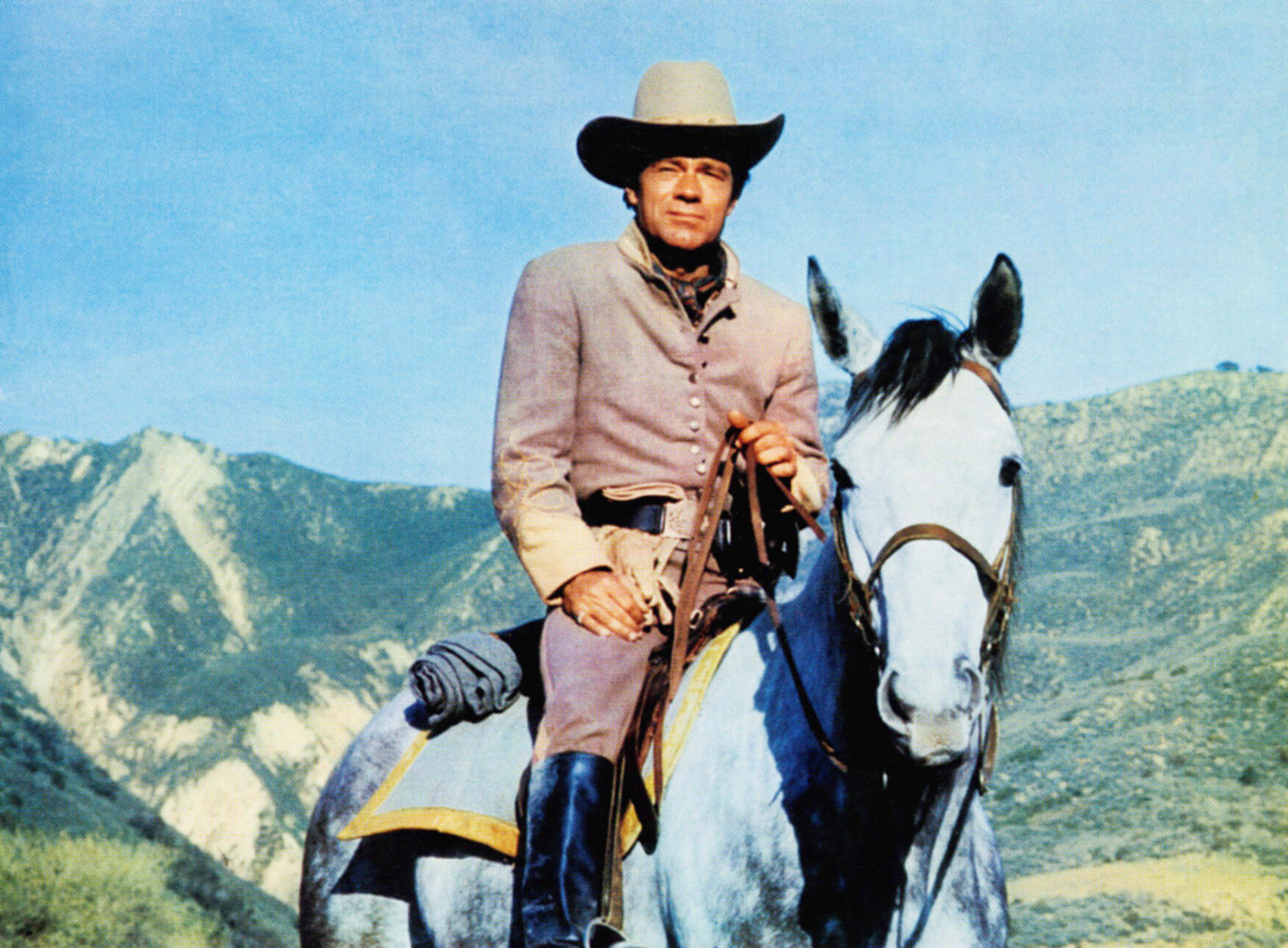 Jack Ging auf einem Pferd in dem Film „Mosby's Marauders“