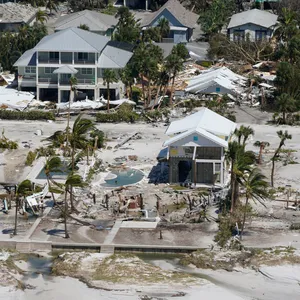 Beschädigte Häuser sind nach Hurrikan „Ian“ in Fort Myers Beach zu sehen.