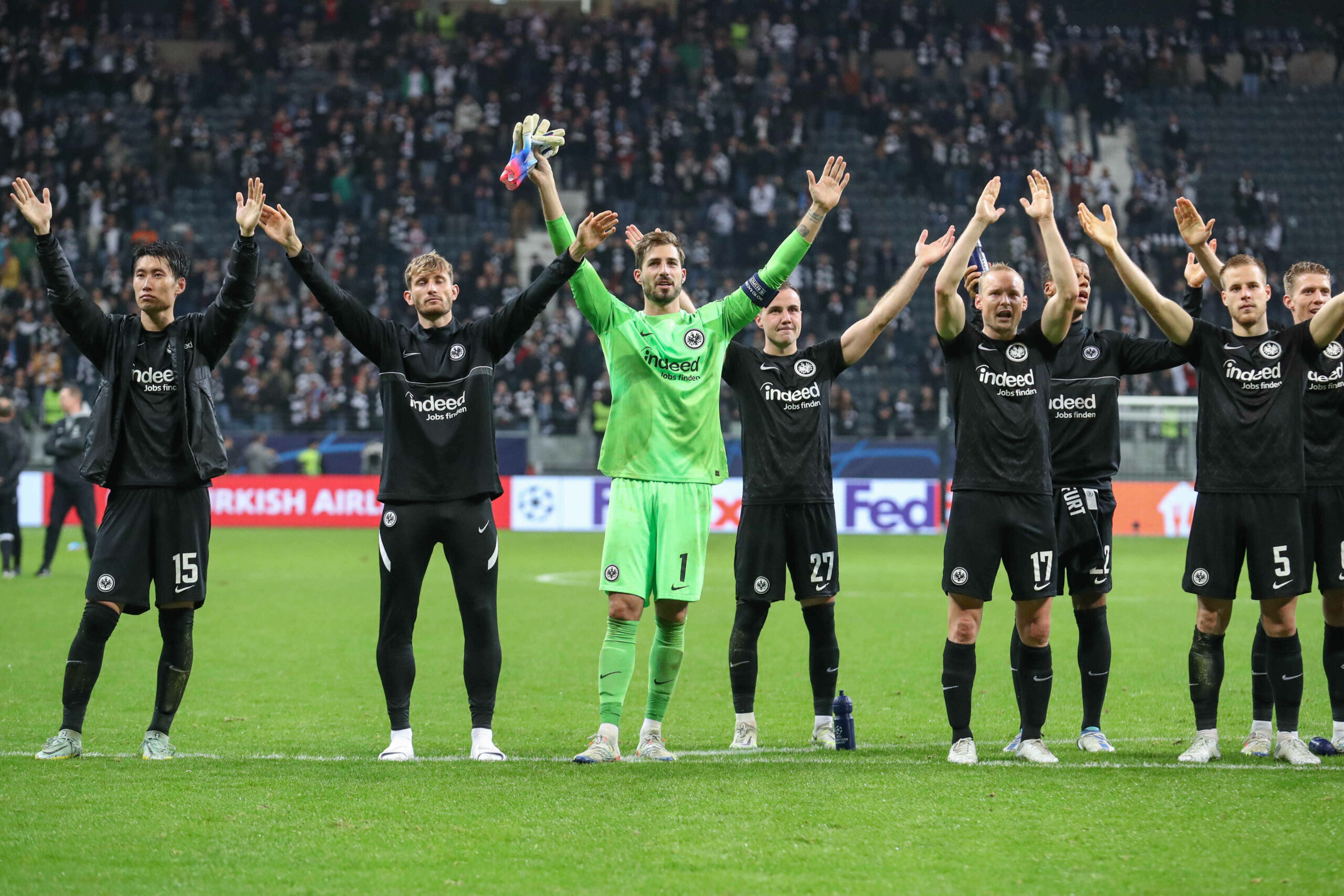 Eintracht Frankfurt nach dem Sieg gegen Marseille