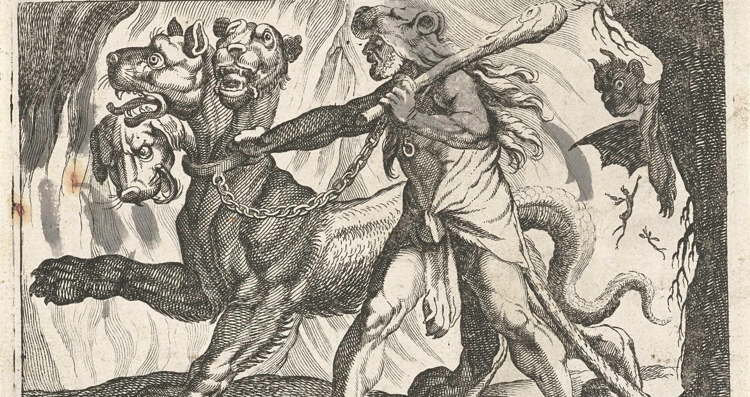 Stoff aus dem griechische Mythologie ist: Zerberus kämpft mit Herkules