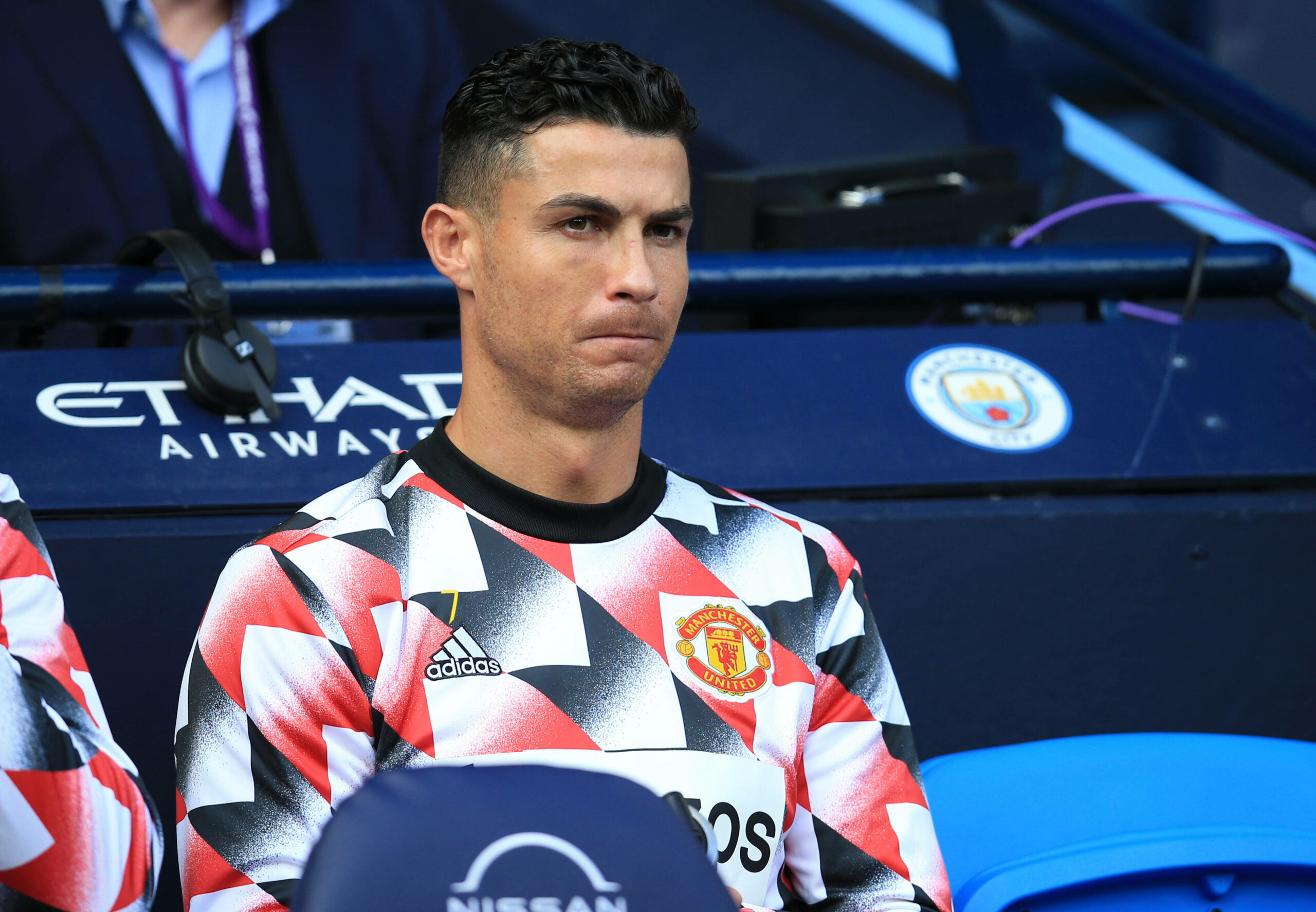 Cristiano Ronaldo schmorte im Manchester-Derby 90 Minuten auf der United-Bank.