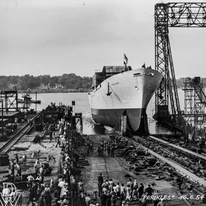 Der Stapellauf auf der Deutschen Werft in Finkenwerder 1954