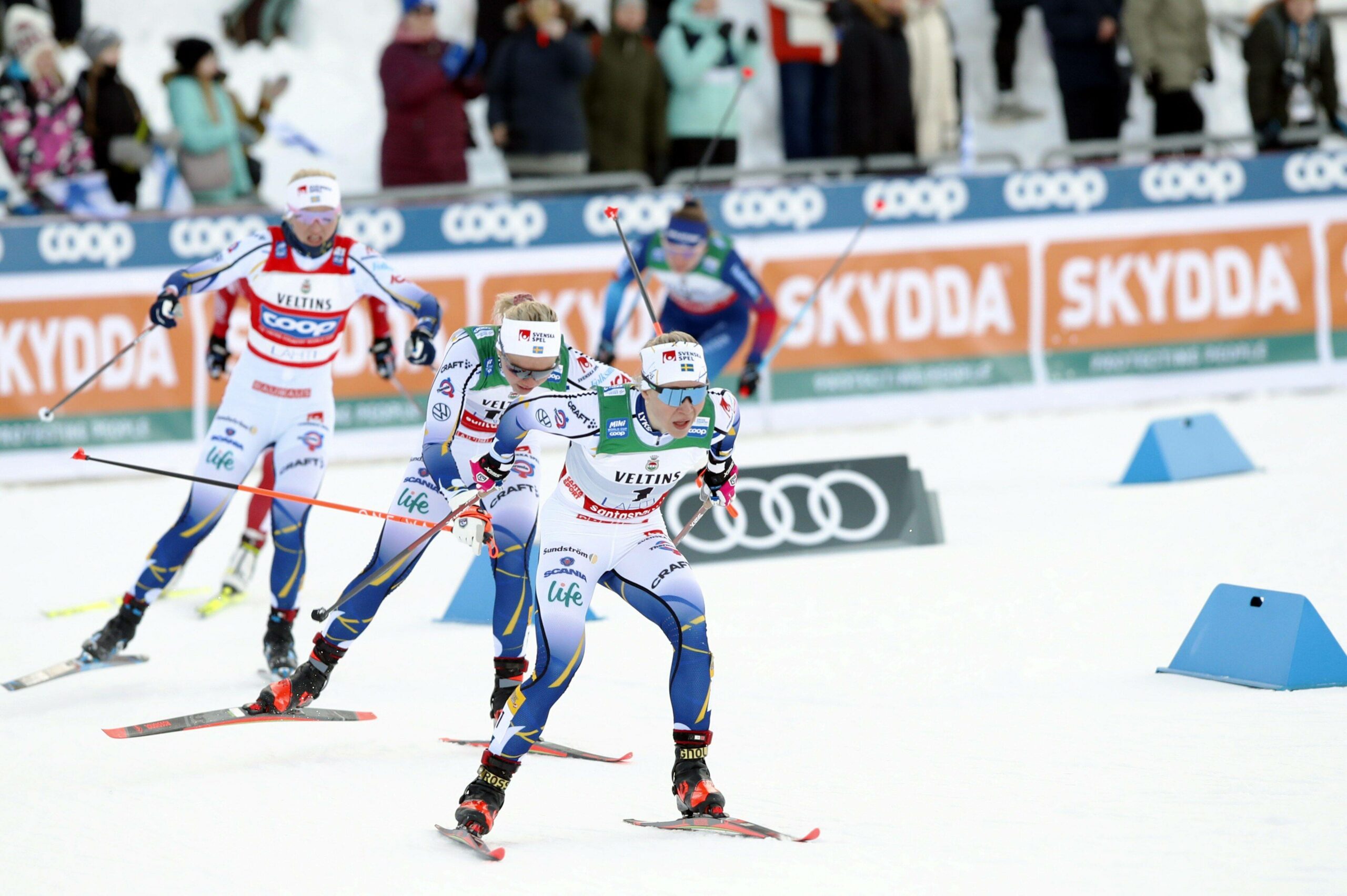 Die schwedischen Langläuferinnen bei einem Wettbewerb in Lahti