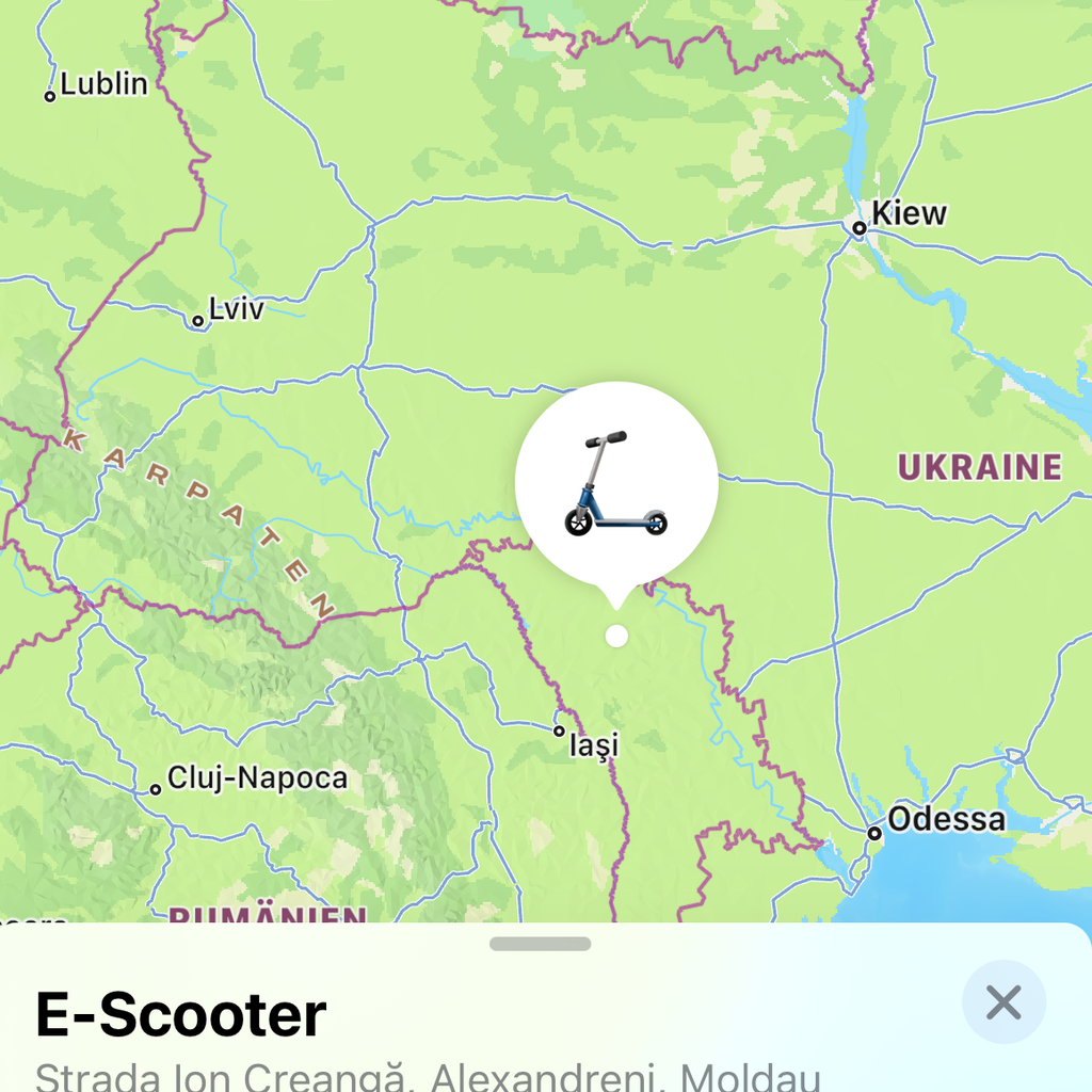 In Moldawien befindet sich der E-Scooter zurzeit.