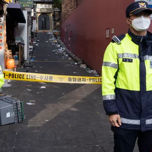 Polizisten in Seoul