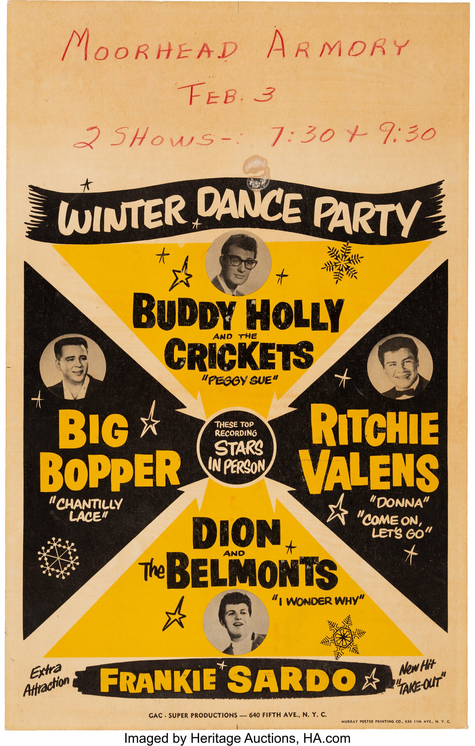 Dieses Poster für ein Konzert mit Buddy Holly im Jahr 1959 hat bei einer Auktion in den USA 447 000 Dollar (rund 430 000 Euro) eingebracht.