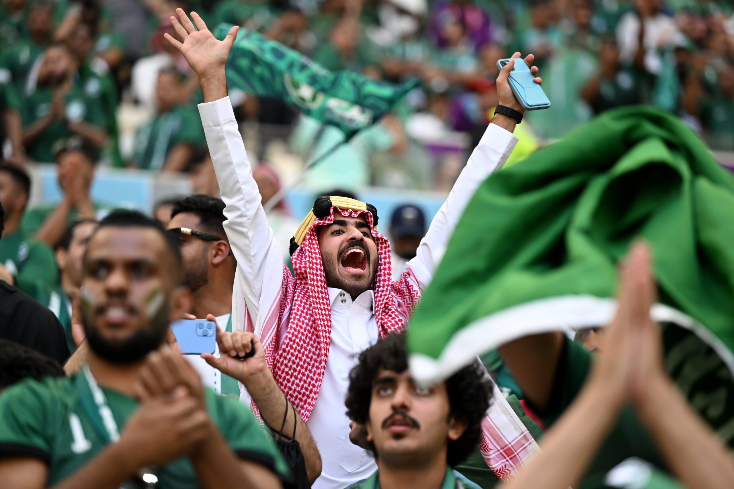 Saudi-arabische Fans beim Sieg gegen Argentinien.