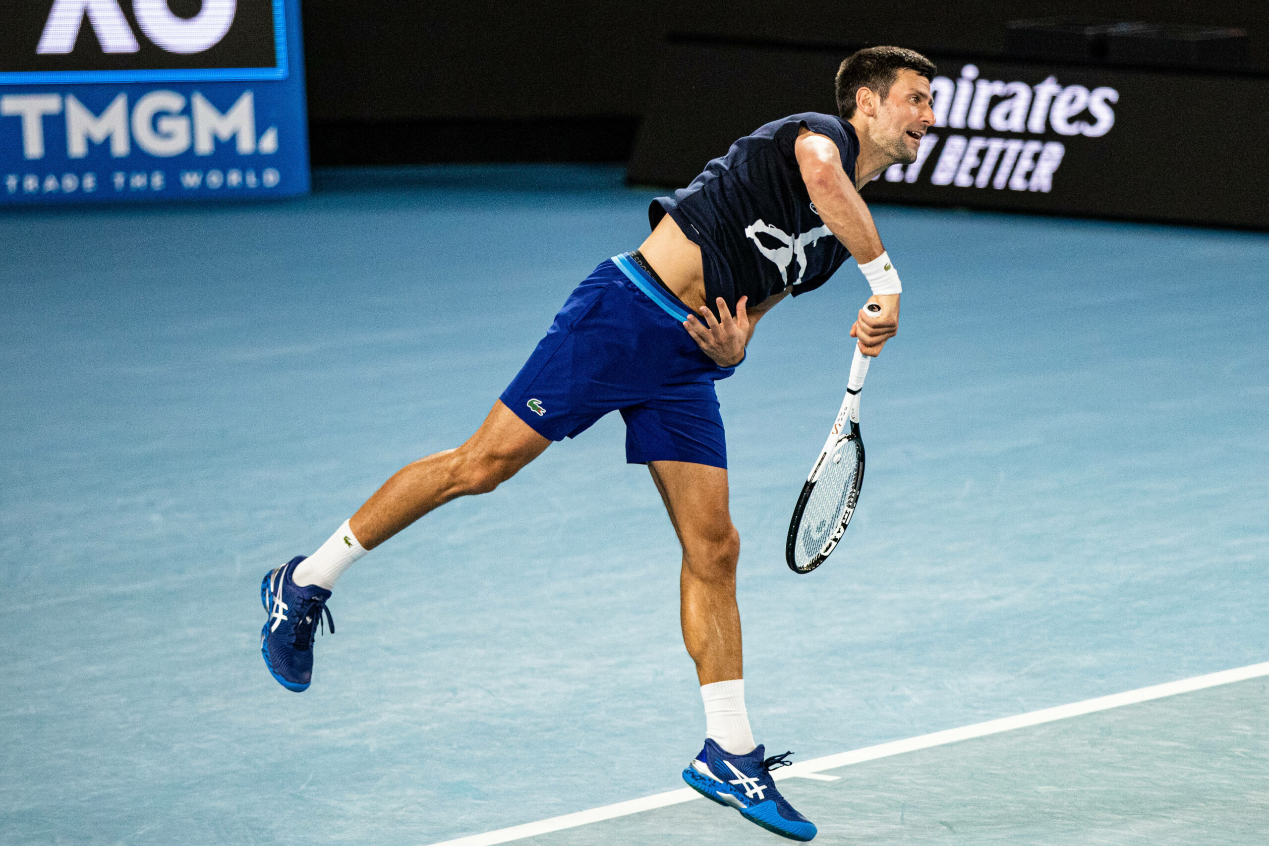 Novac Djokovic auf dem Court bei den Australian Open.