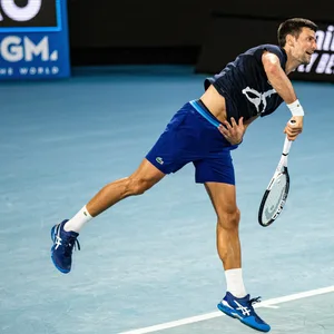 Novac Djokovic auf dem Court bei den Australian Open.