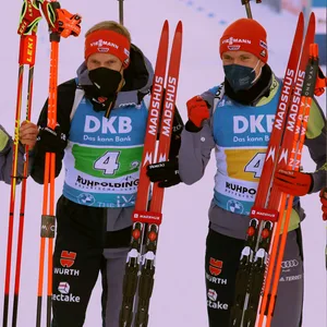 Erik Lesser, Roman Rees, Benedikt Doll und Philipp Nawrath in Ruhpolding.