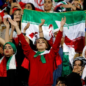 Iranische Anhängerinnen während eines Spiels der Nationalmannschaft.