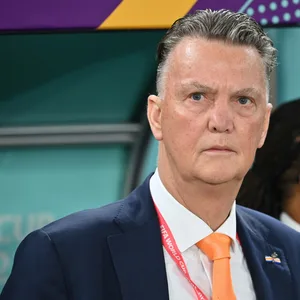 Louis Van Gaal mit ernstem Blick beim Spiel gegen den Senegal.