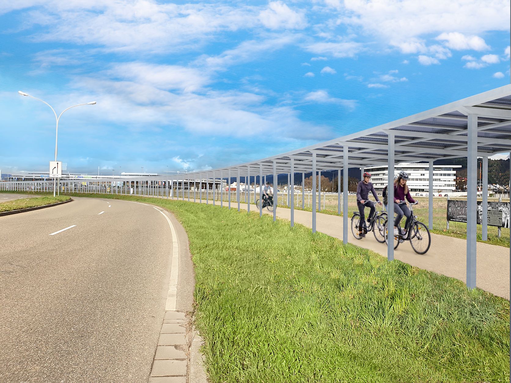 Bekommt Hamburg bald so einen Solar-Radweg wie Freiburg? (Visualisierung des Pilotprojekts, das gerade in Freiburg gebaut wird).