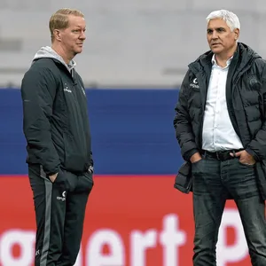 FC St. Pauli-Trainer Timo Schultz und Sportchef Andreas Bornemann