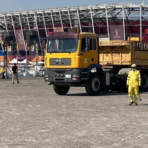 Aufräumarbeiten am Stadion 974 in Katar