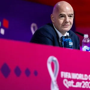 Fifa-Boss Gianni Infantino bei einer Pressekonferenz in Katar
