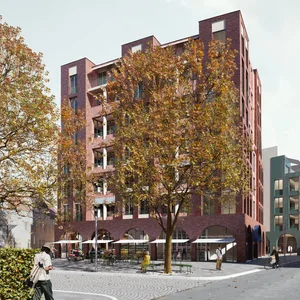 Ein achtstöckiges Hochhaus soll in der Bergedorfer City entstehen. Hier in der Ansicht von der Rückseite.