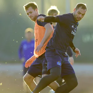 Matti Steinmann und Pierre-Michel Lasogga im HSV-Training