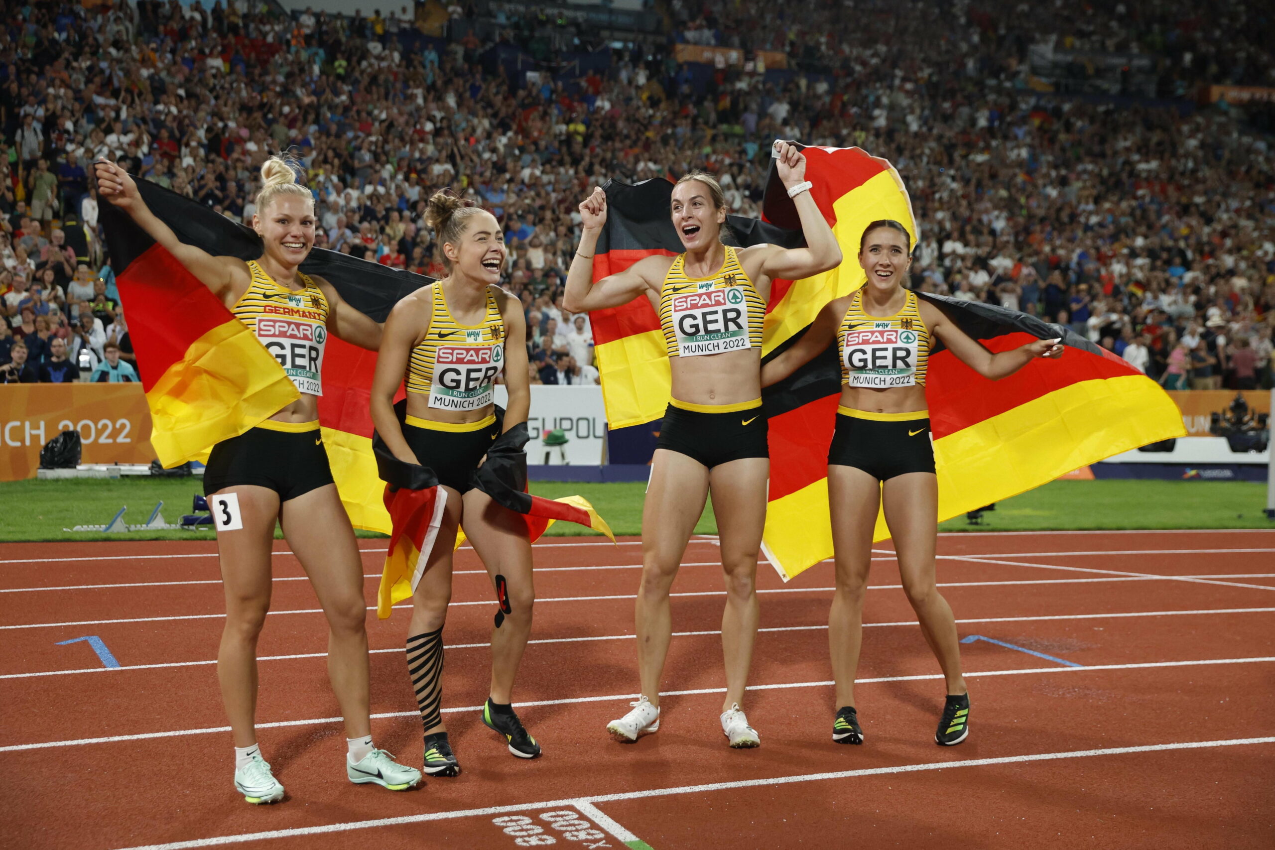 Die deutsche Sprinter-Staffel der Damen.