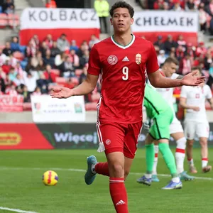 András Németh jubelt nach einem Tor für Ungarn
