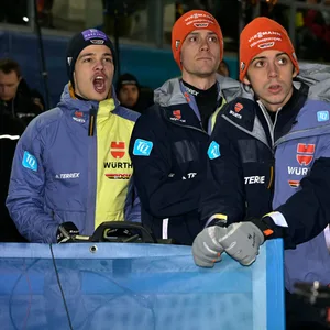 Das deutsche Skisprung-Team bei der Vierschanzentournee
