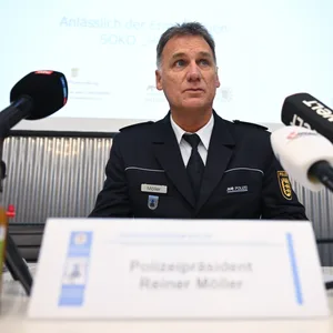Der Polizeipräsident von Aalen, Reiner Möller, auf der Pressekonferenz zur Verhaftung eines Verdächtigen