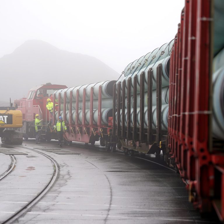 Güterzug mit Rohren