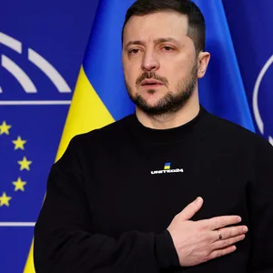 Wolodymyr Selenskyj, Präsident der Ukraine, trifft zu einem EU-Gipfel im Gebäude des Europäischen Rates ein.