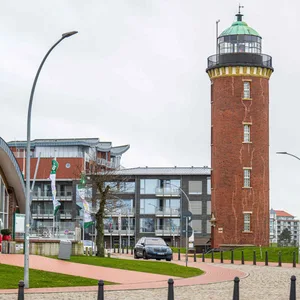 Der „Hamburger Leuchtturm" am Hafen.
