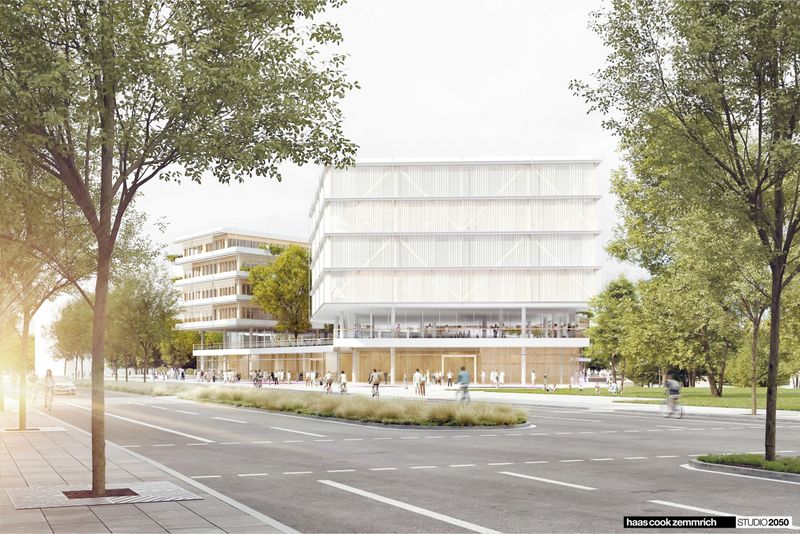 Ein Blick auf die Sporthallen der neuen HafenCity-Schule.